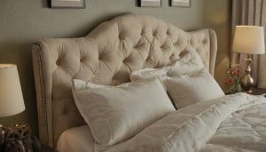 What is the best upholstery material for a bedroom headboard editorial visual